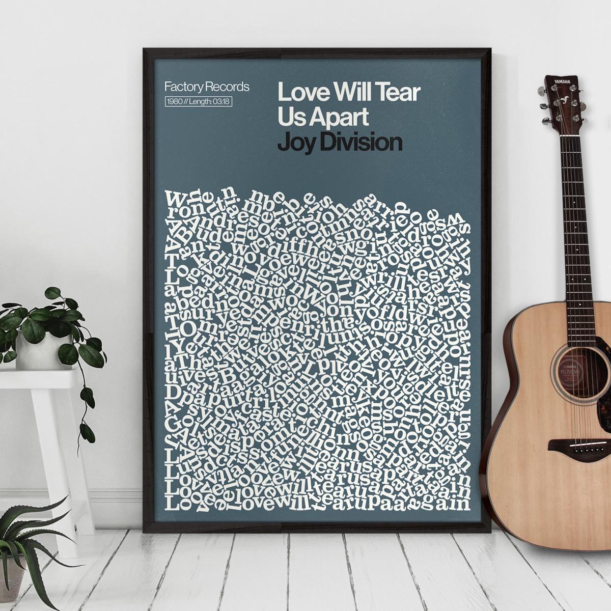 Love Will Tear Us Apart - Song Lyric Print A2 420 X 594Mm Reign & Hail – image 3