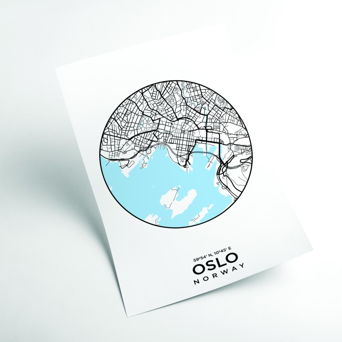 Blue Map Of Oslo A1 594 X 841Mm Stanley Print House – image 2