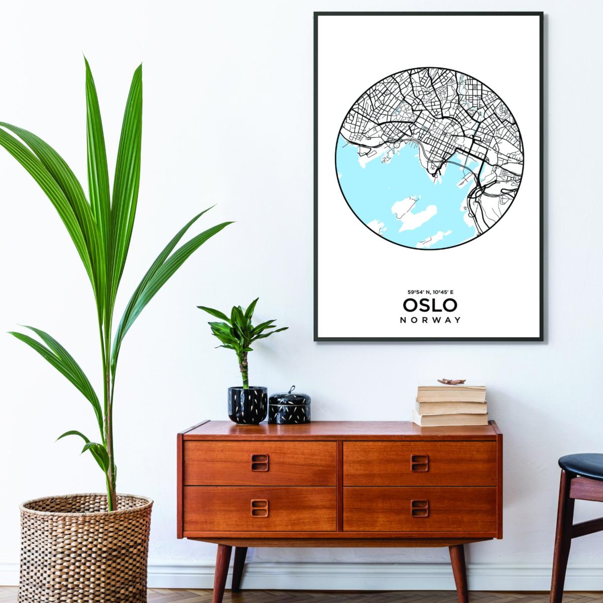 Blue Map Of Oslo A1 594 X 841Mm Stanley Print House – image 3