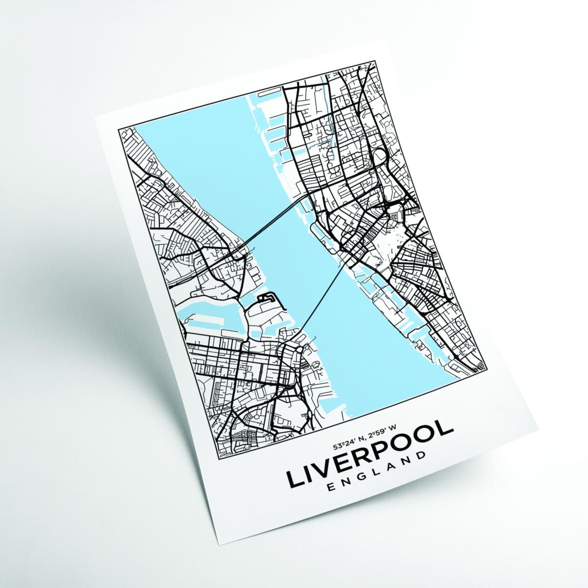 Blue Map Of Liverpool England A1 594 X 841Mm Stanley Print House – image 2