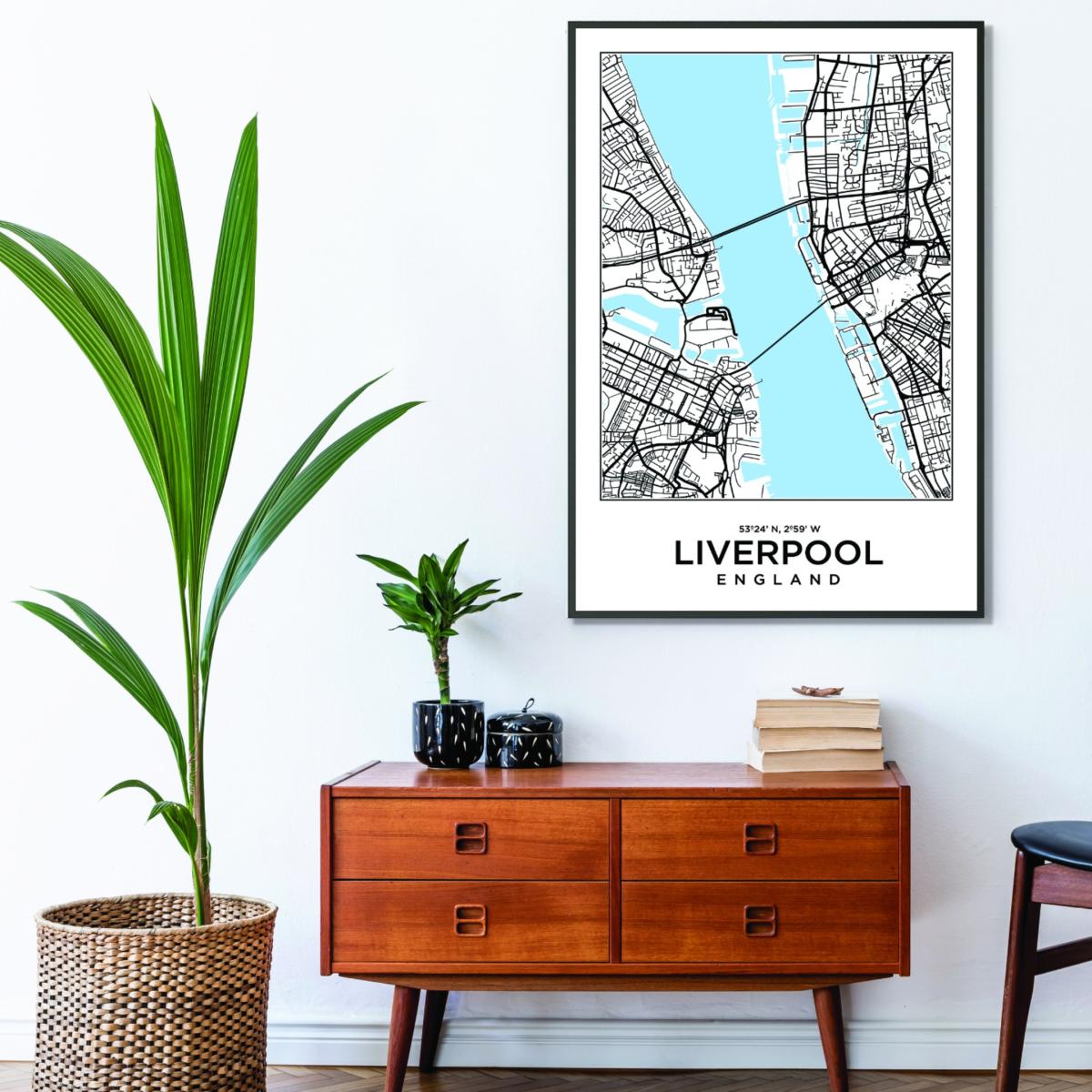 Blue Map Of Liverpool England A1 594 X 841Mm Stanley Print House – image 3