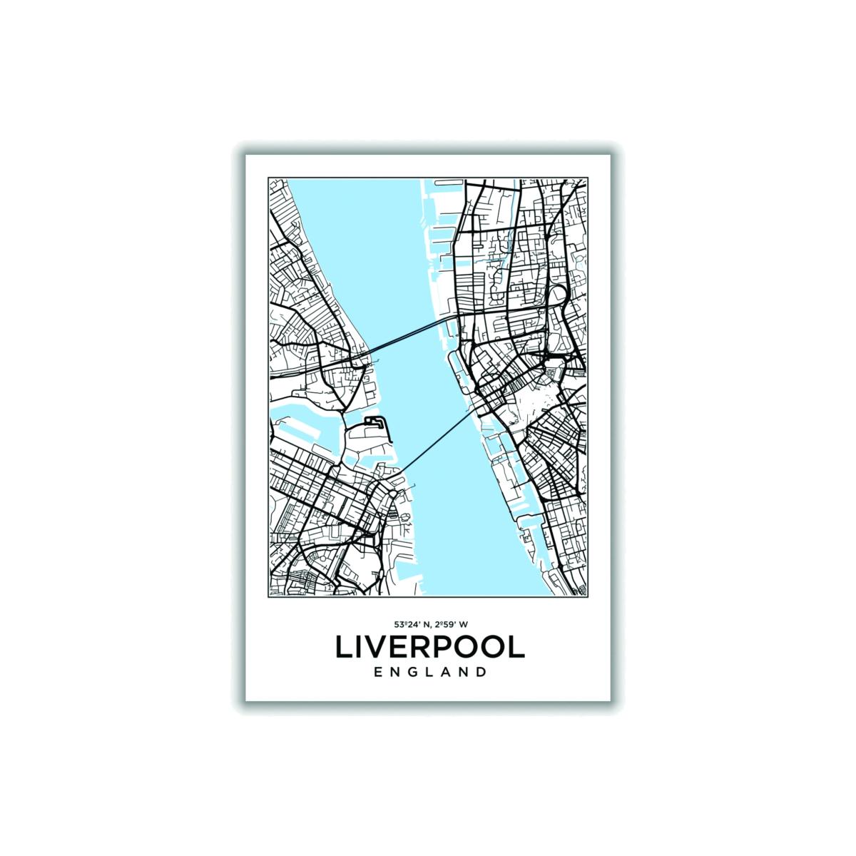Blue Map Of Liverpool England A1 594 X 841Mm Stanley Print House – image 1