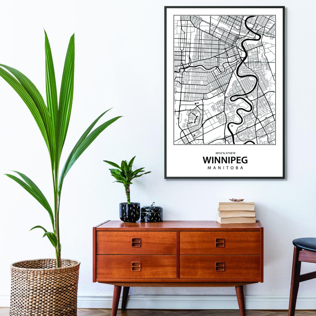 Black Map Of Winnipeg Canada Large Stanley Print House – image 3