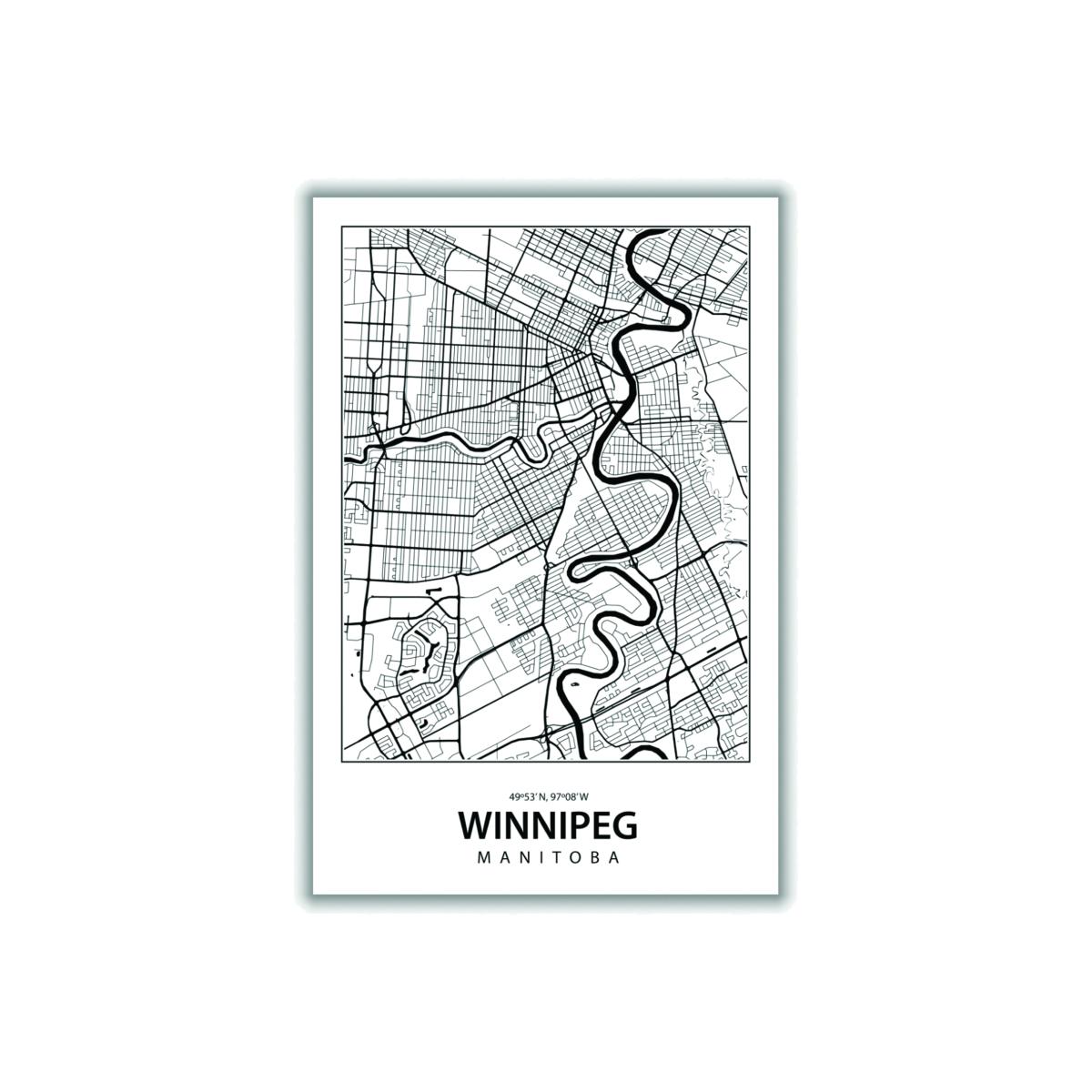 Black Map Of Winnipeg Canada Large Stanley Print House – image 1