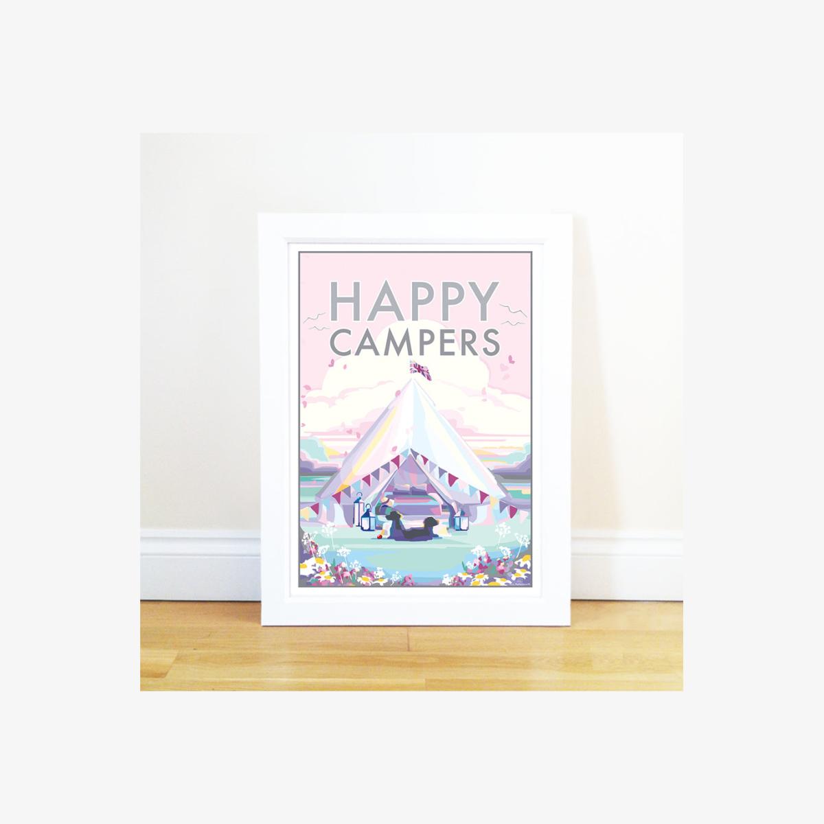 Happy Campers Vintage Style Quote Prints | A4 | 210 X 297Mm | Becky Bettesworth – image 1