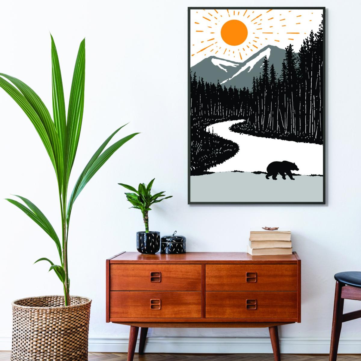 Black Bear By The River A2 420 X 594Mm Stanley Print House – image 3