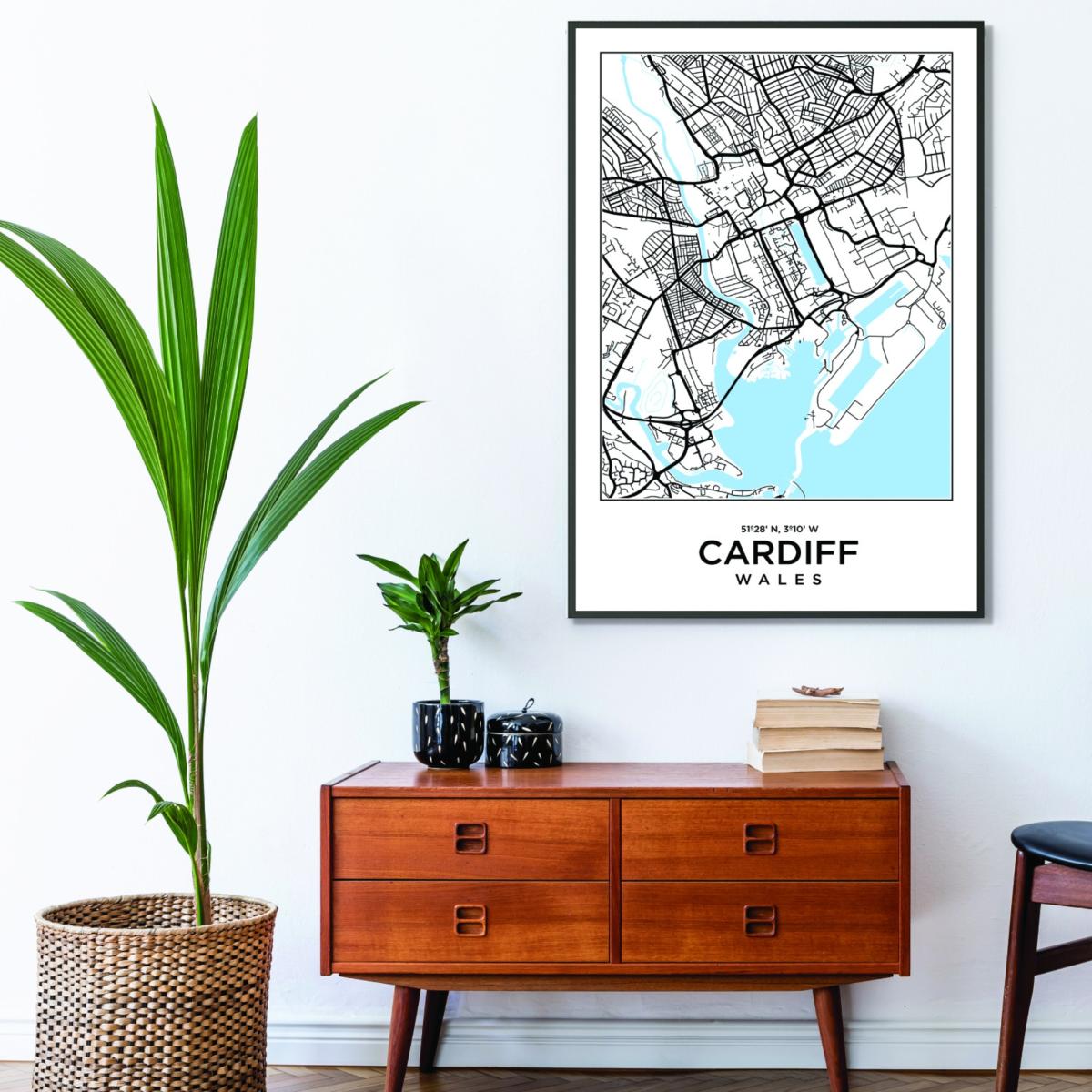 Blue Map Of Cardiff Wales A4 210 X 297Mm Stanley Print House – image 3