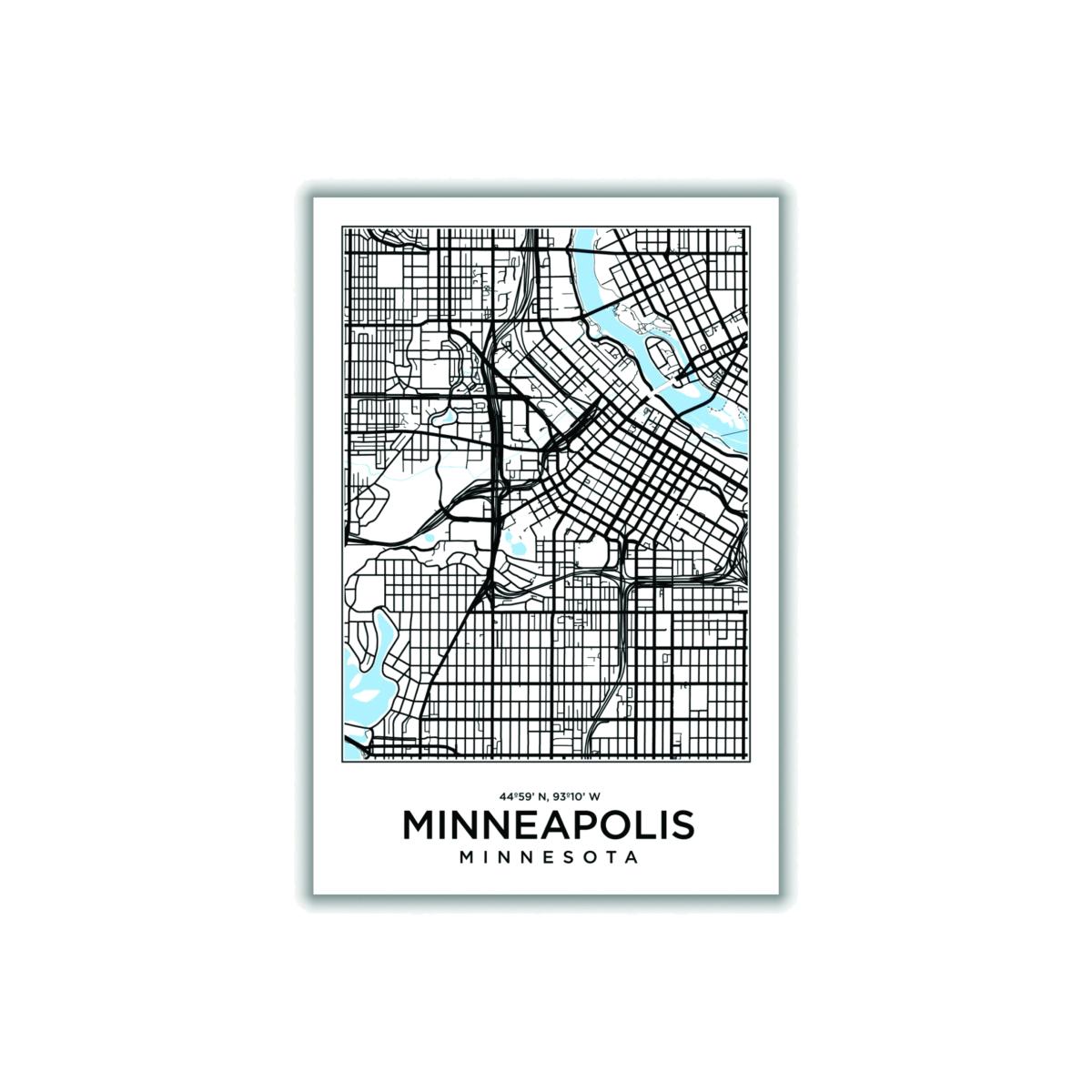 Black Map Of Minneapolis Minnesota Small Stanley Print House – image 1