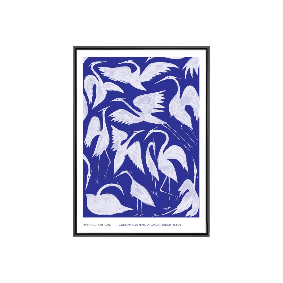 Blue / White A3 Ldf Limited Edition Herons Print - Blue & White One Size Rosanna Corfe – image 1
