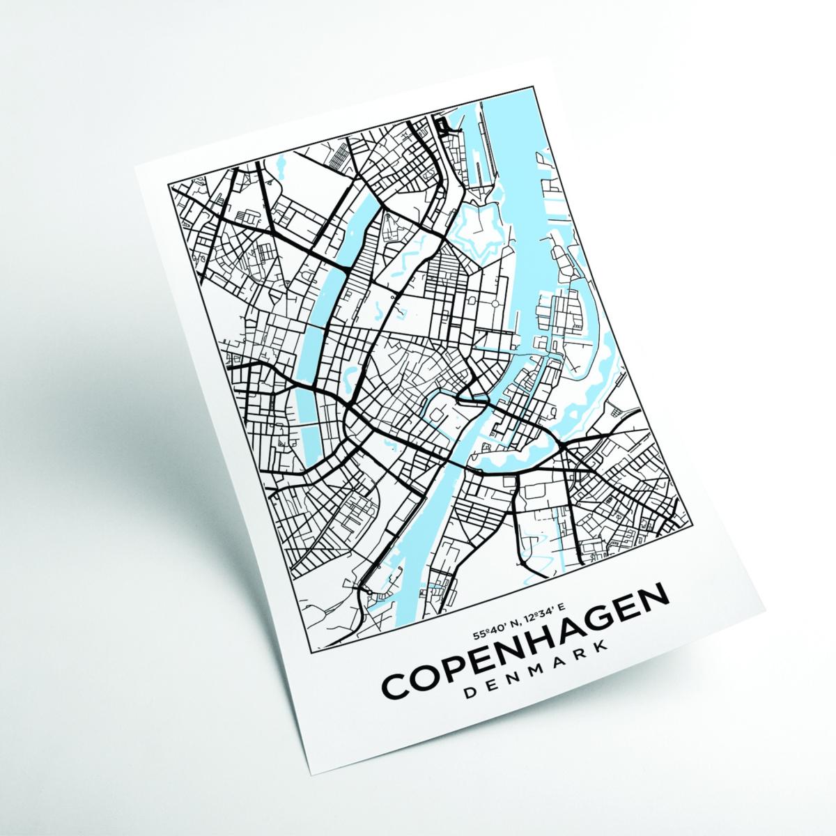 Blue Map Of Copenhagen Denmark Small Stanley Print House – image 2