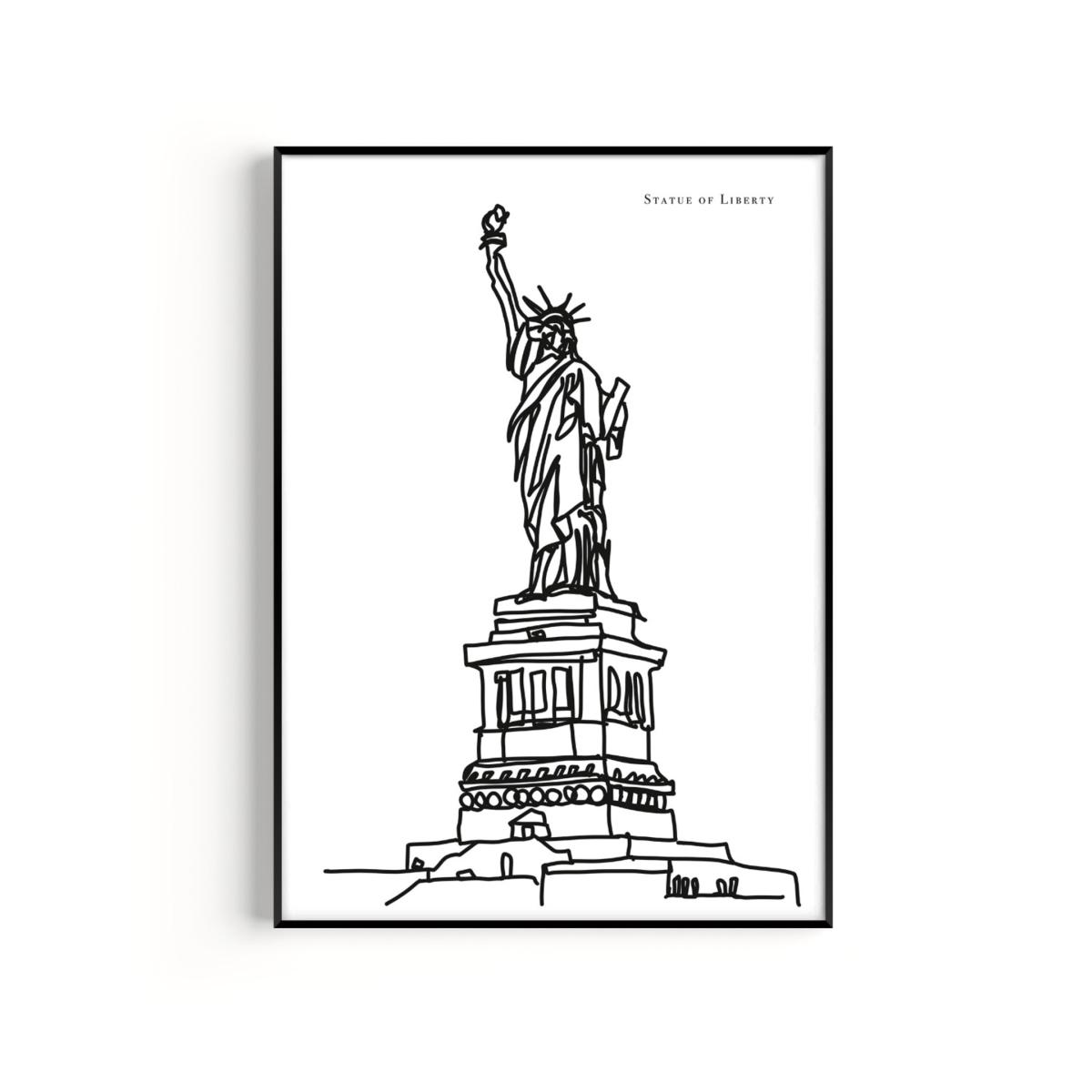Black / White Statue Of Liberty Art Print - A2 | A2 | 420 X 594Mm | Natalie Cass Art – image 2