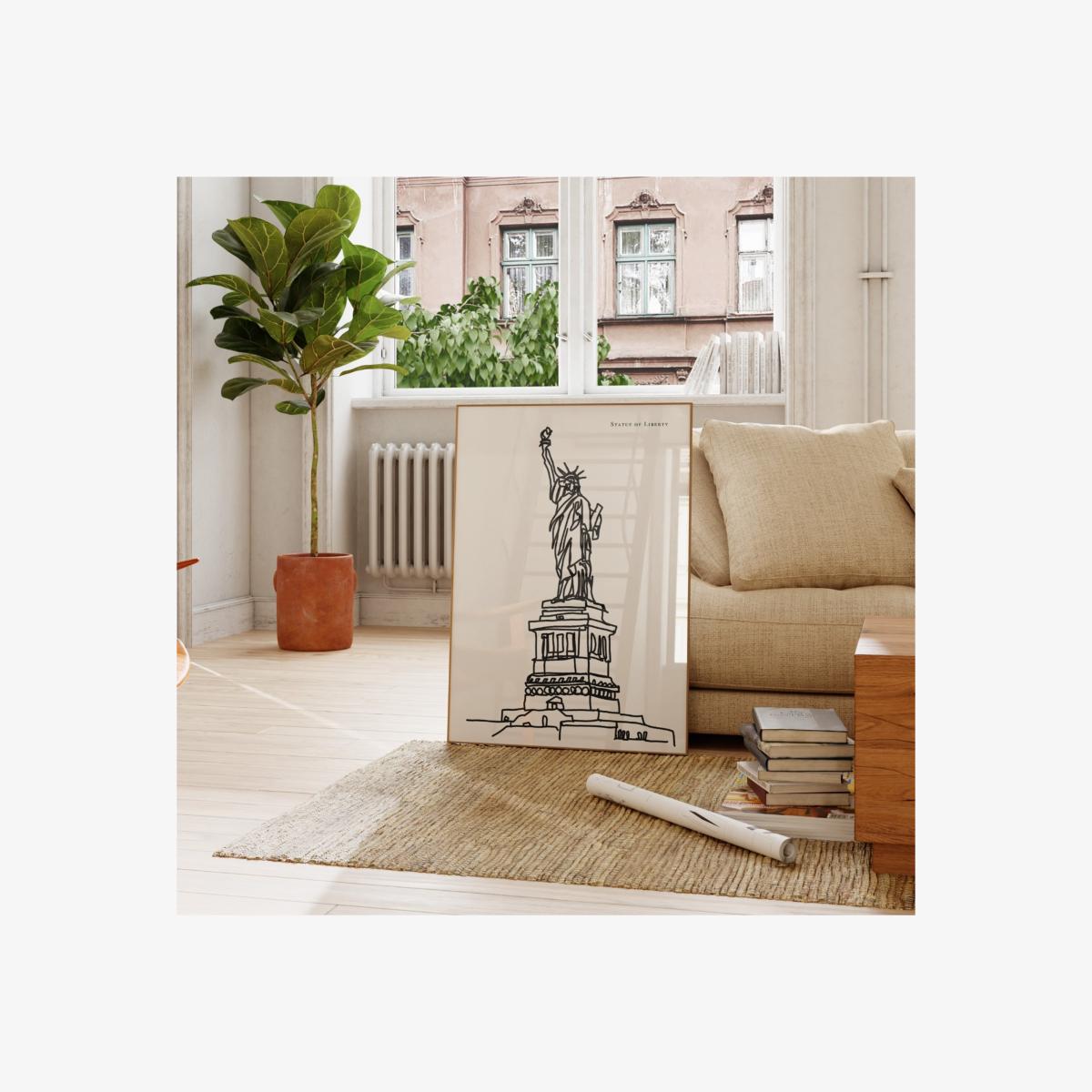 Black / White Statue Of Liberty Art Print - A2 | A2 | 420 X 594Mm | Natalie Cass Art – image 1