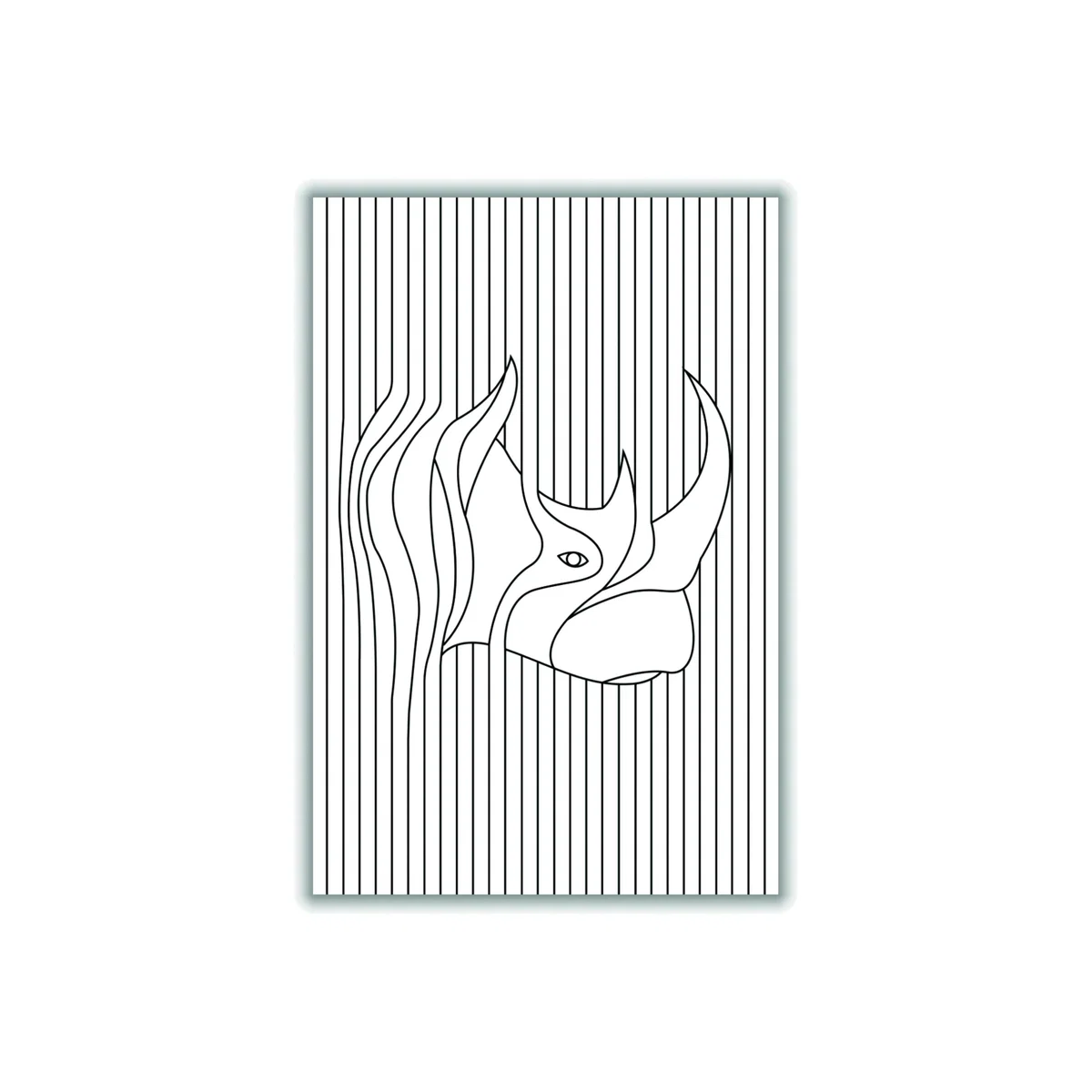 Black Line Drawing Rhino Extra Small Stanley Print House – image 1
