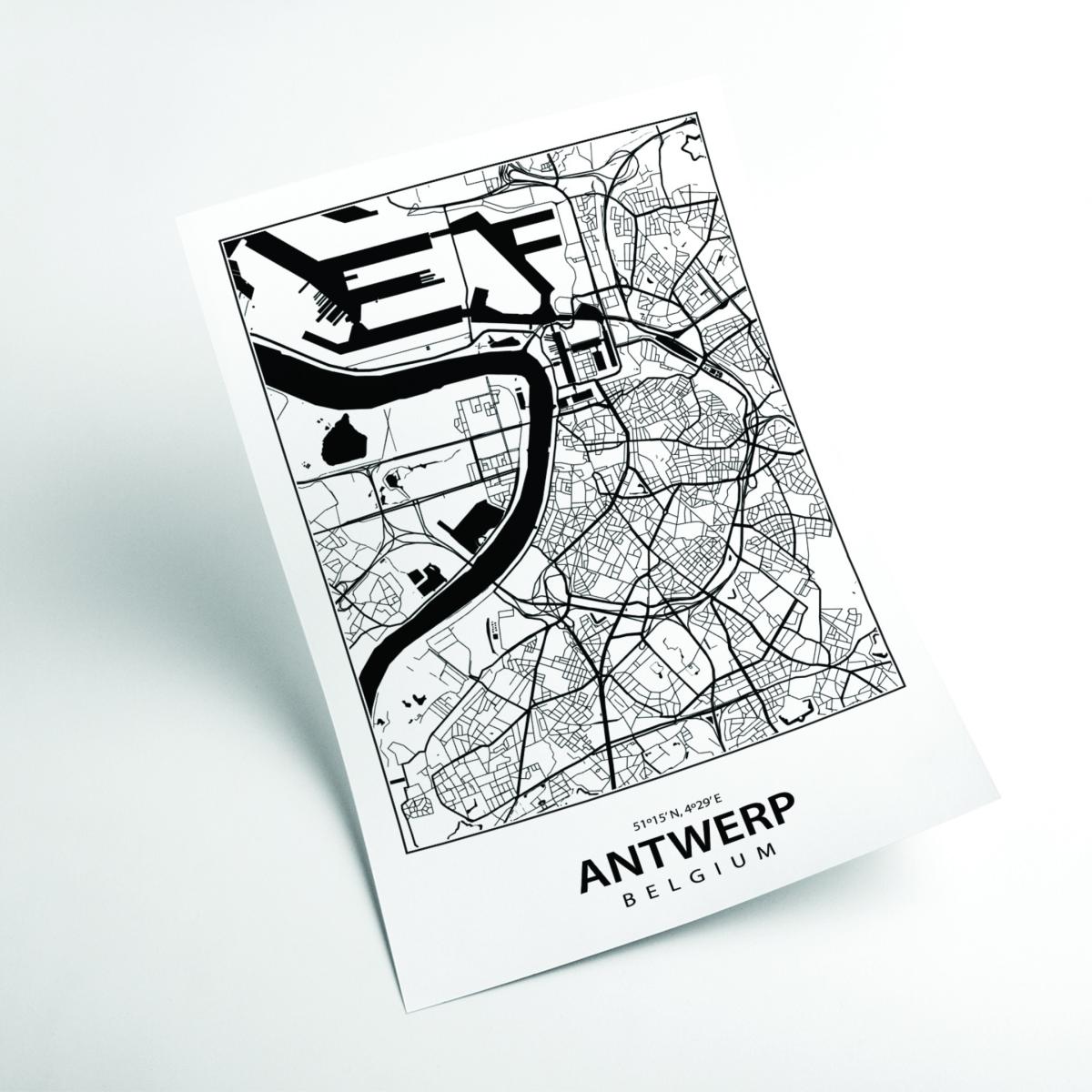 Black Map Of Antwerp Belgium Extra Large Stanley Print House – image 2