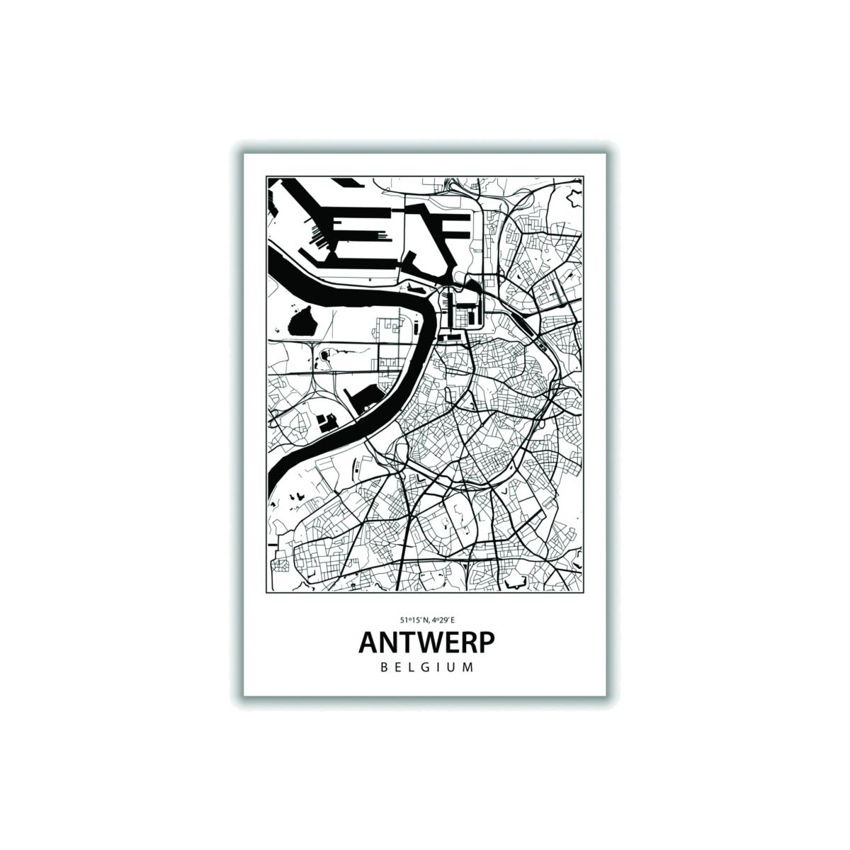 Black Map Of Antwerp Belgium Extra Large Stanley Print House – image 1