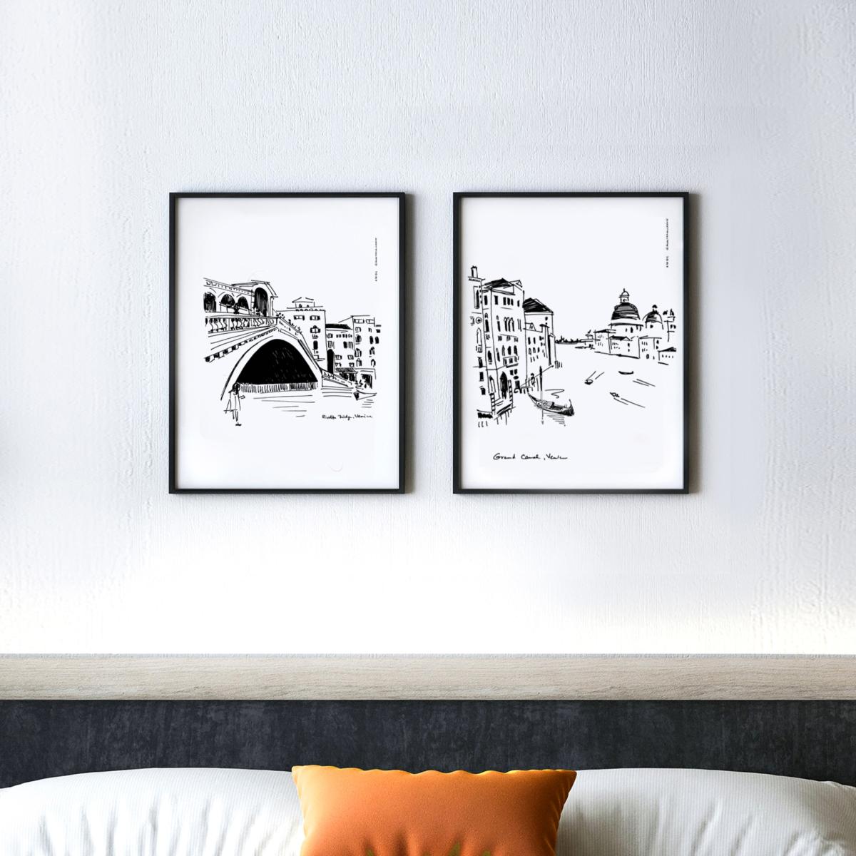 Black / White Venice Travel Poster: Italy Wall Art For Home Decor, Italy Travel Art Print Awol – image 4