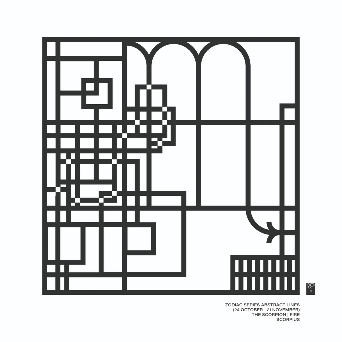 Zodiac Series Abstract Lines - Scorpius Print - Black Curiosity Snug – image 2