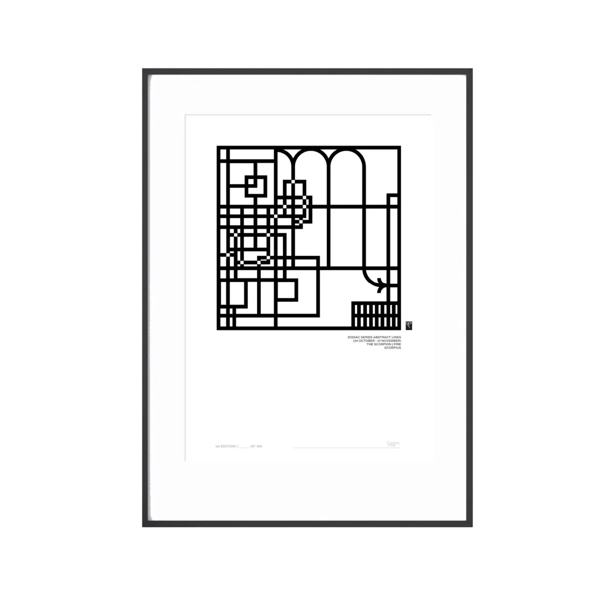 Zodiac Series Abstract Lines - Scorpius Print - Black Curiosity Snug – image 3