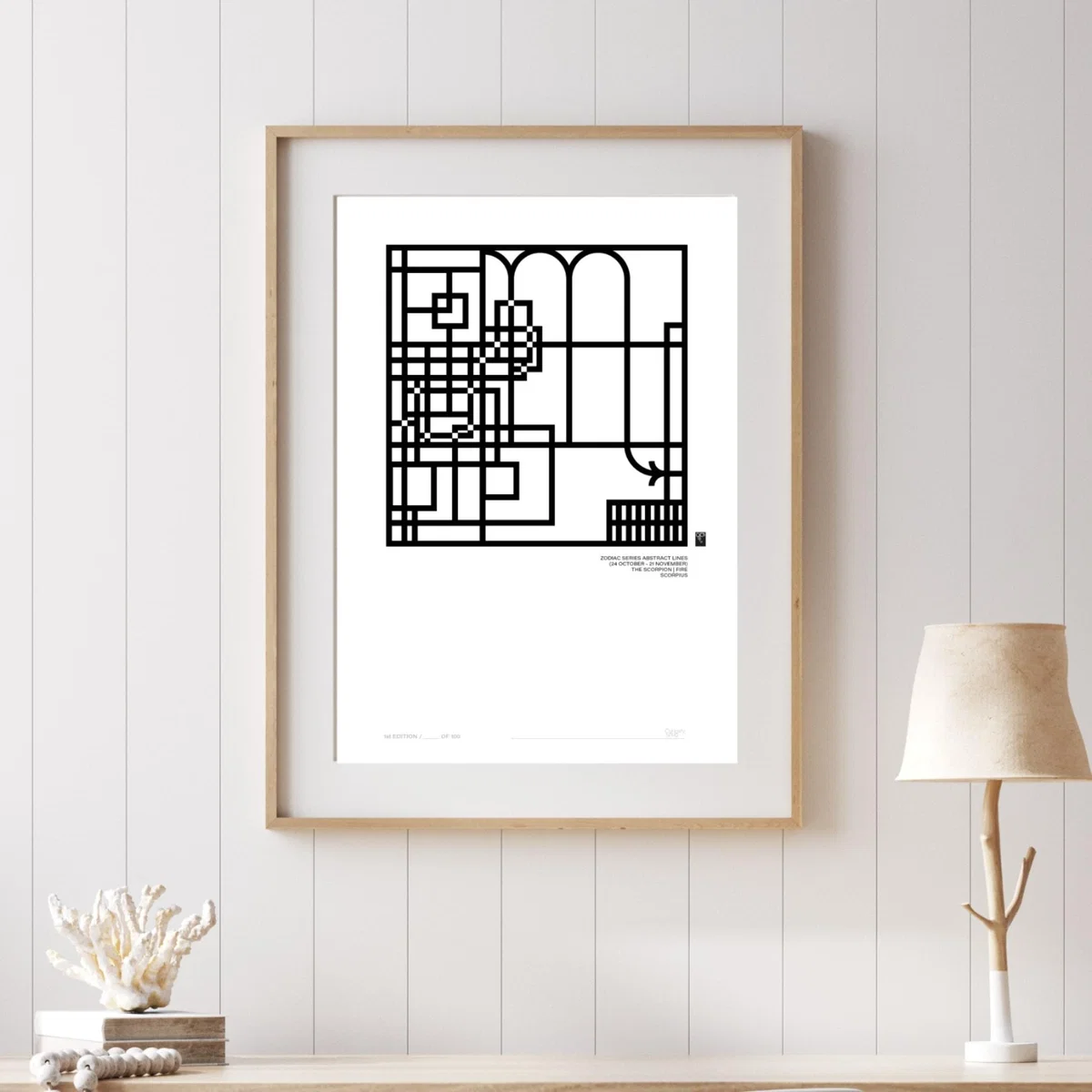 Zodiac Series Abstract Lines - Scorpius Print - Black Curiosity Snug – image 1