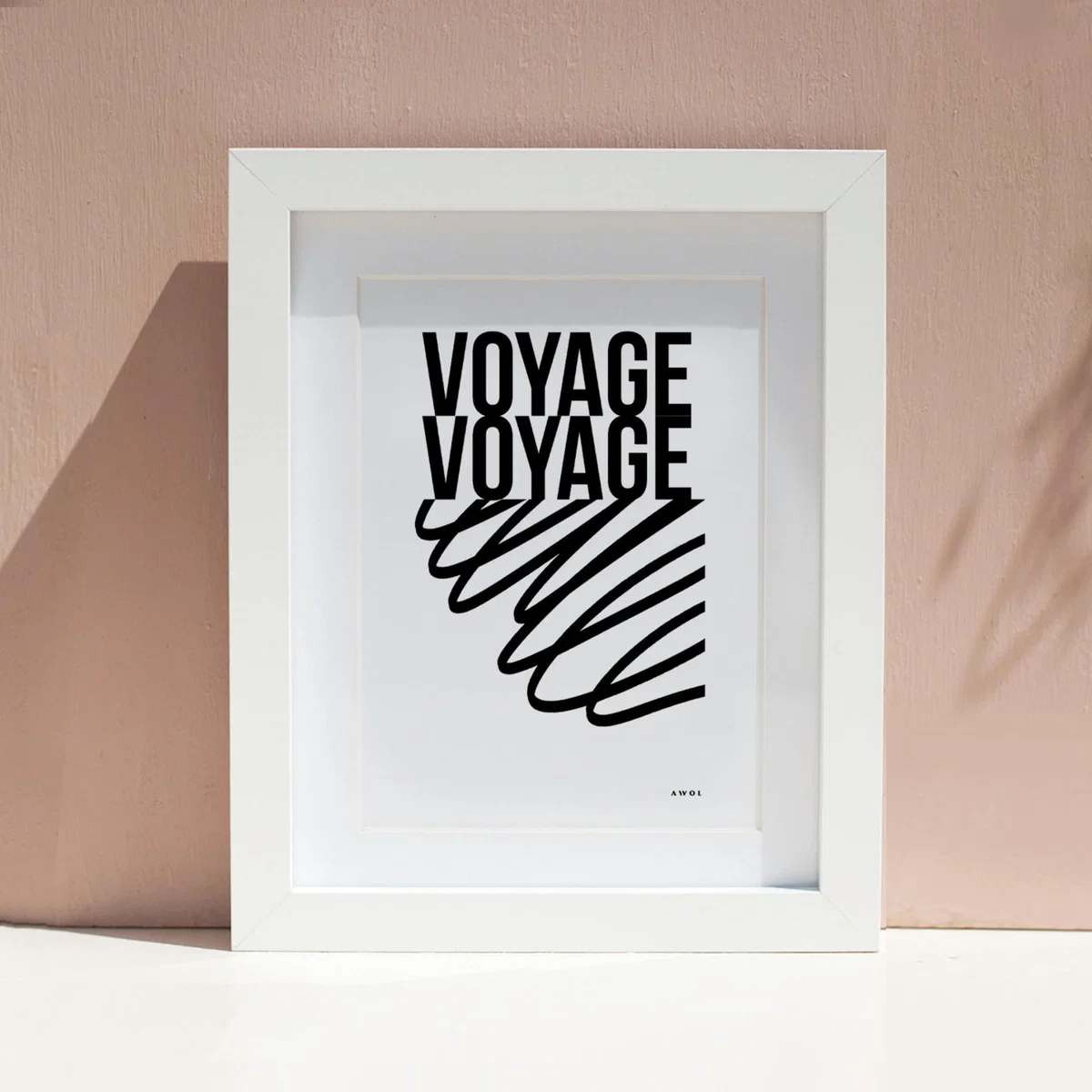 Black / White Voyage Voyage Travel Art Print Black And White Travel Typography Poster With Abstract Line Illustration Awol – image 2