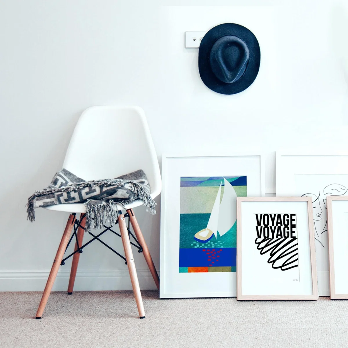 Black / White Voyage Voyage Travel Art Print Black And White Travel Typography Poster With Abstract Line Illustration Awol – image 9