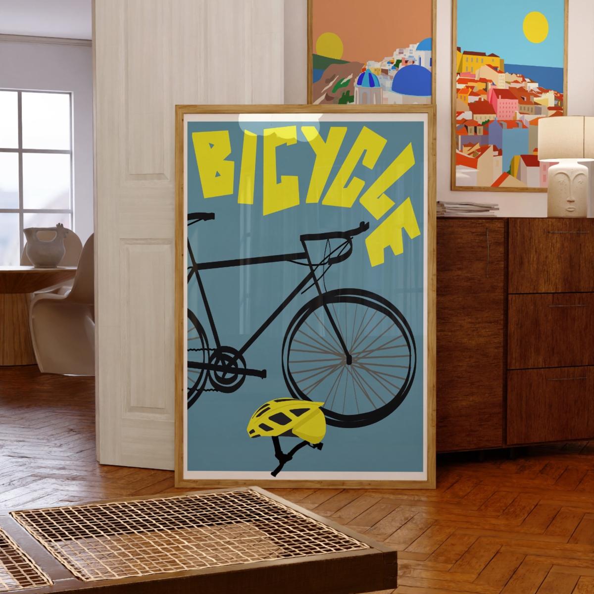 Blue Bicycle Art Print - A2 Natalie Cass Art – image 3