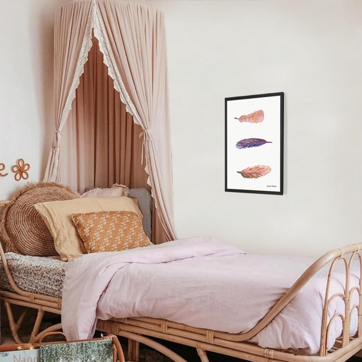 Pink / Purple Whirling Feathers Fine Art Print A3 Catchii – image 2