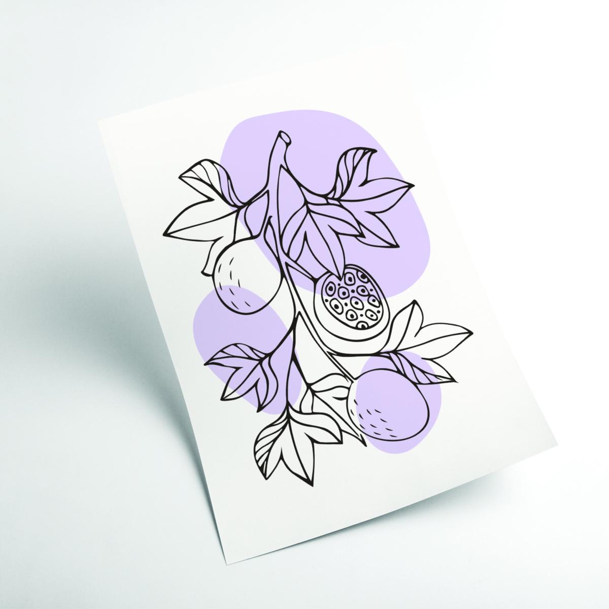 Pink / Purple Boho Fruits #1 A4 210 X 297Mm Stanley Print House – image 2