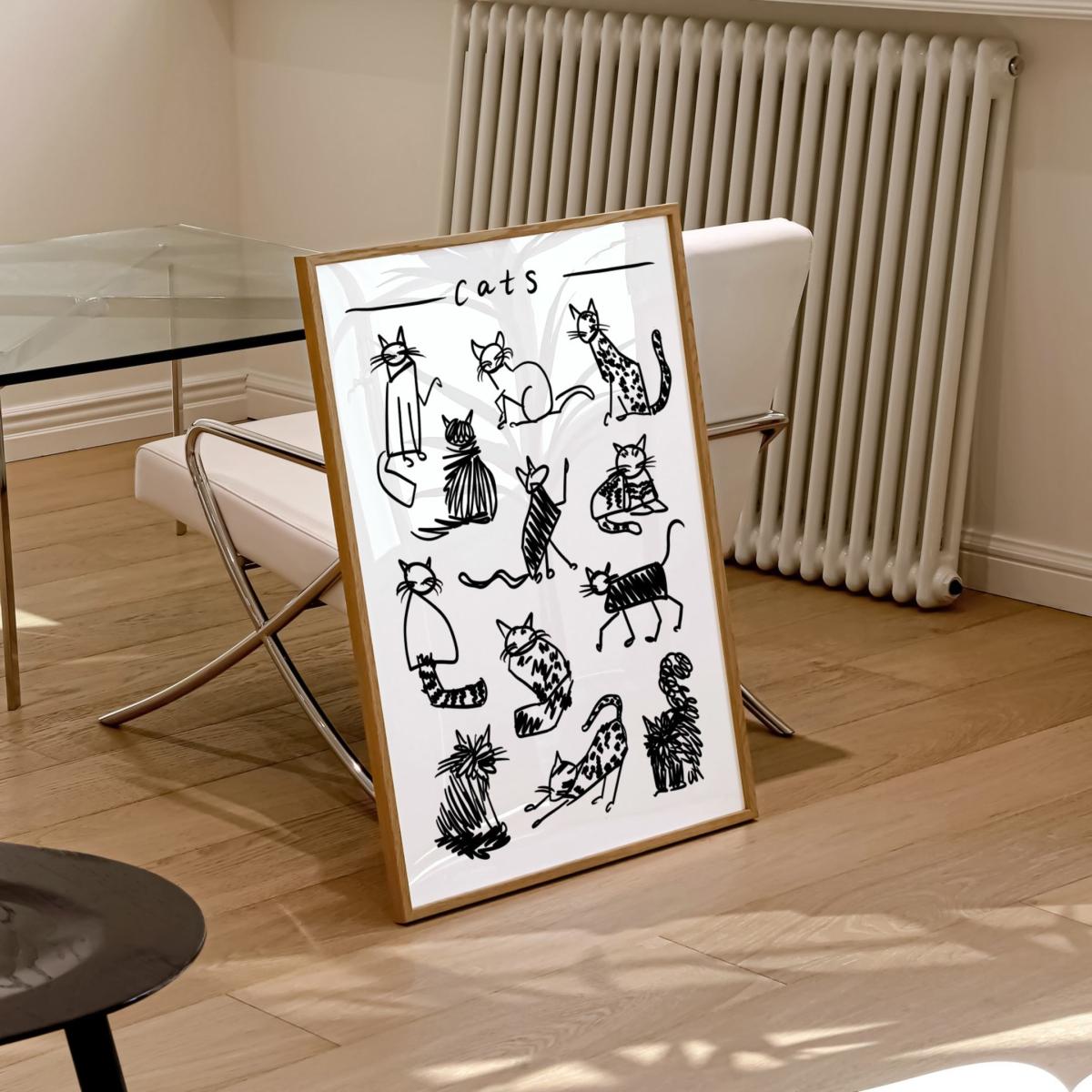 Black / White Cat Black And White Drawing Art Print - A3 | Natalie Cass Art – image 3