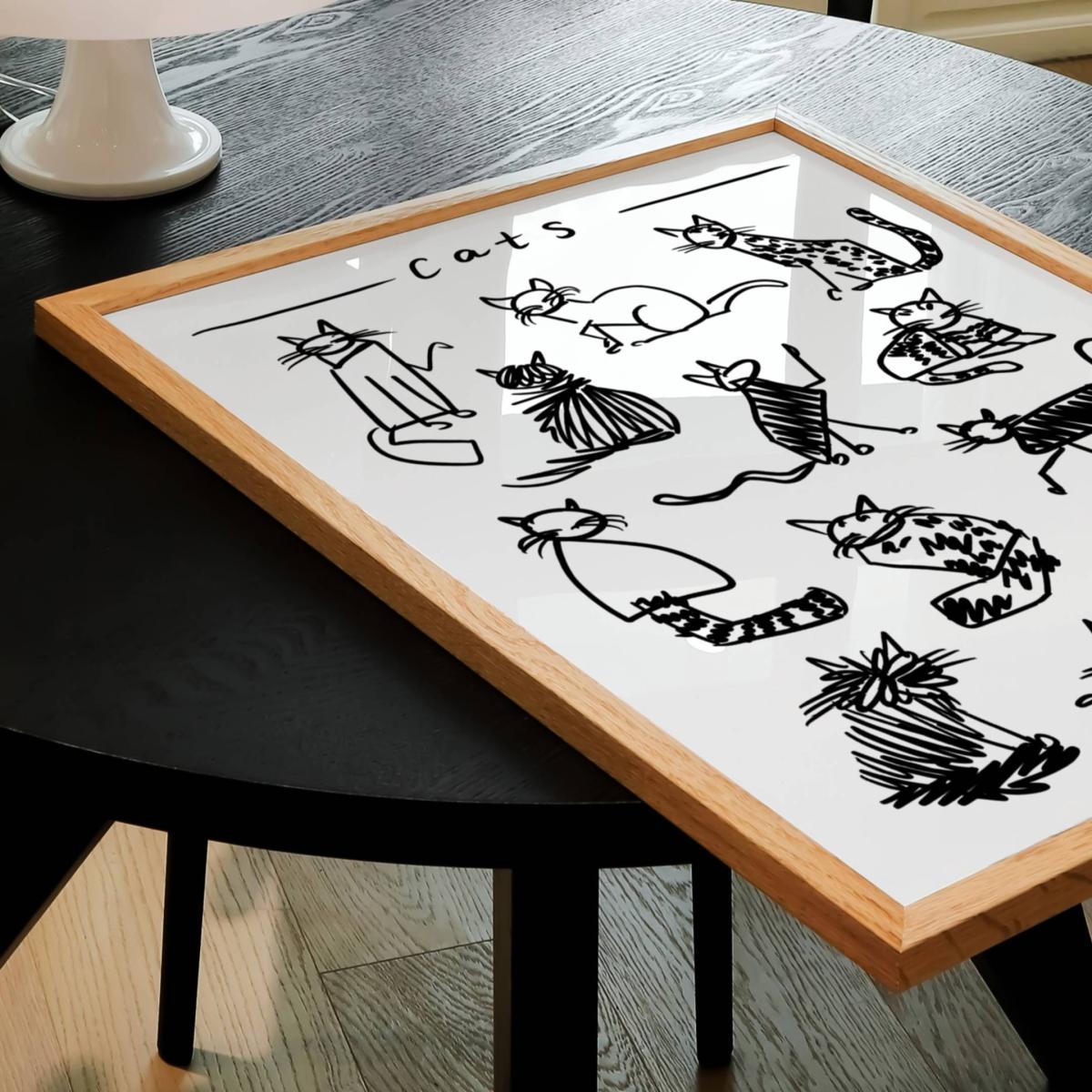 Black / White Cat Black And White Drawing Art Print - A3 | Natalie Cass Art – image 4