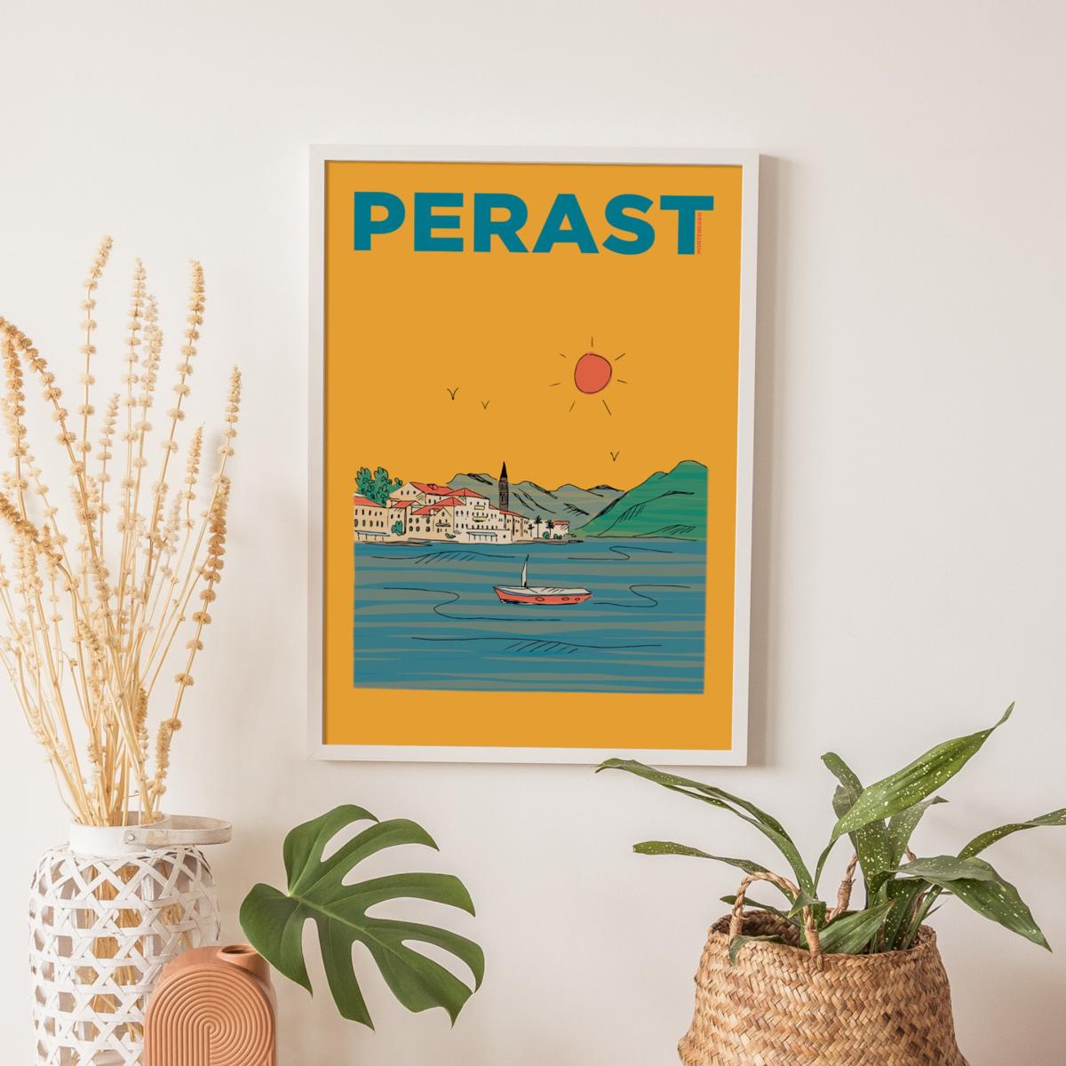 Yellow / Orange Perast Montenegro Summer Escapes Print A3 297 X 420Mm Places & Spaces Art Co. – image 2