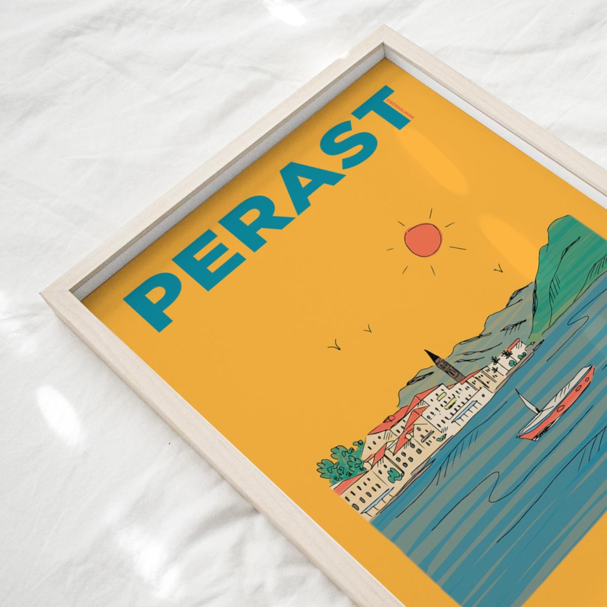 Yellow / Orange Perast Montenegro Summer Escapes Print A3 297 X 420Mm Places & Spaces Art Co. – image 3