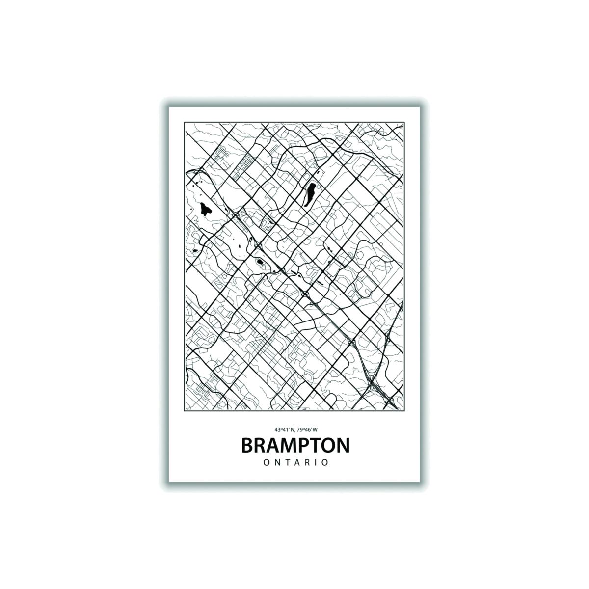 Black Map Of Brampton A1 594 X 841Mm Stanley Print House – image 1