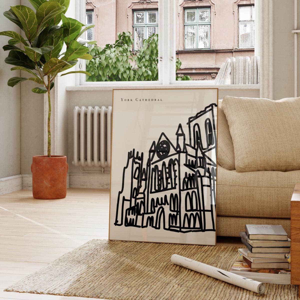 Black / White York Cathedral Art Print - A3 | A3 | 297 X 420Mm | Natalie Cass Art – image 4
