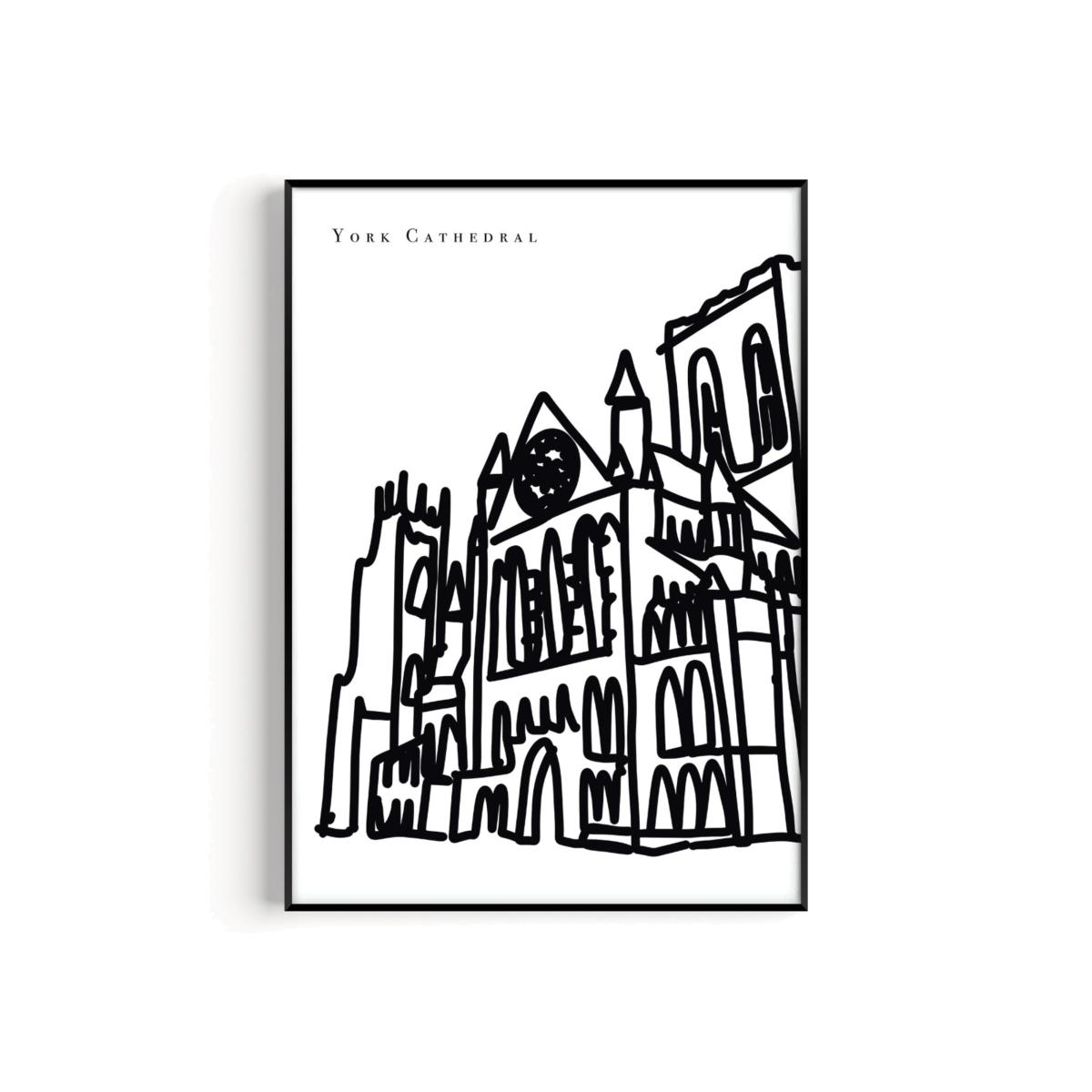 Black / White York Cathedral Art Print - A3 | A3 | 297 X 420Mm | Natalie Cass Art – image 1