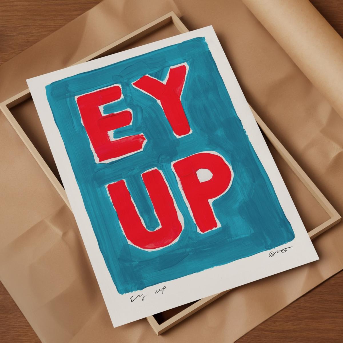 Blue / Red Ey Up Hand Painted Art Print - A3 | Natalie Cass Art – image 4