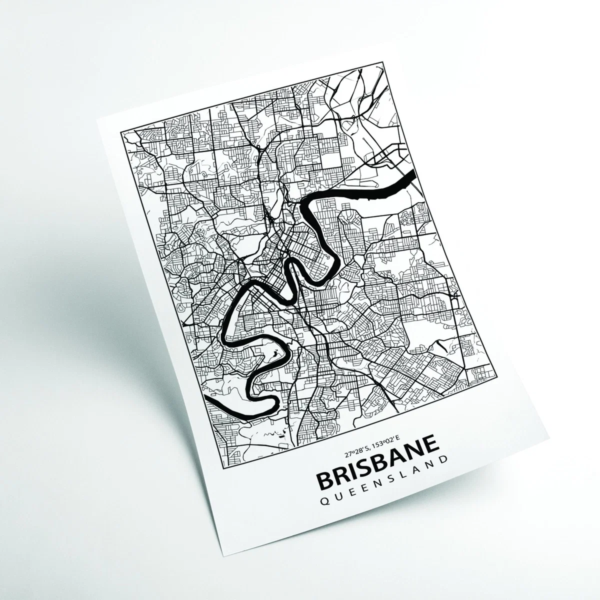 Black Map Of Brisbane A4 210 X 297Mm Stanley Print House – image 2