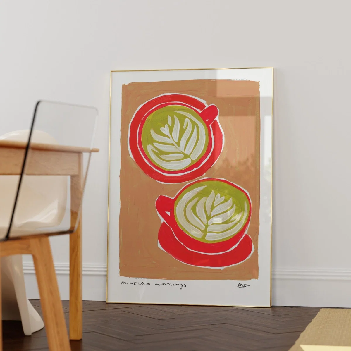 Neutrals Matcha Hand Painted Art Print - A3 | Natalie Cass Art – image 2