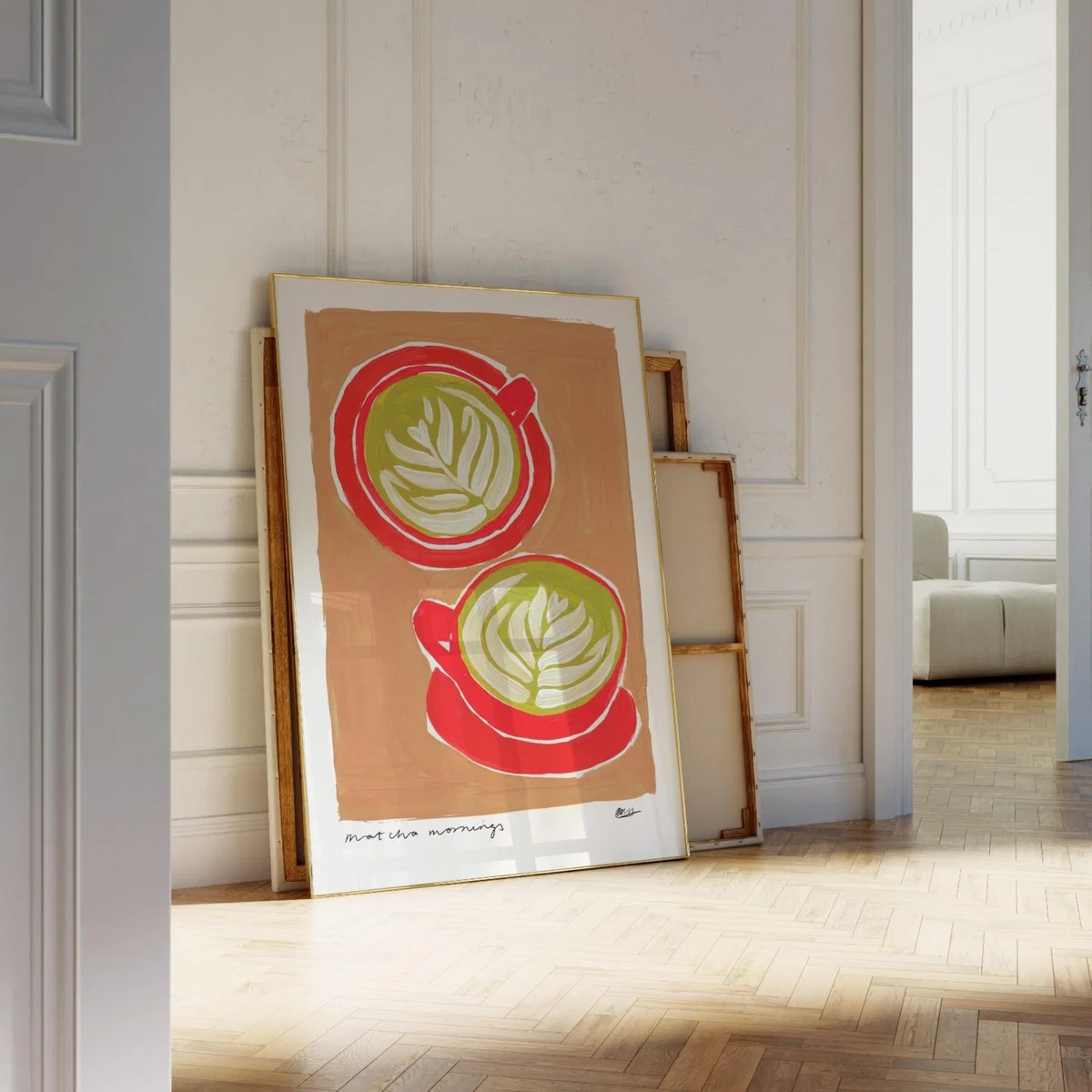 Neutrals Matcha Hand Painted Art Print - A3 | Natalie Cass Art – image 3