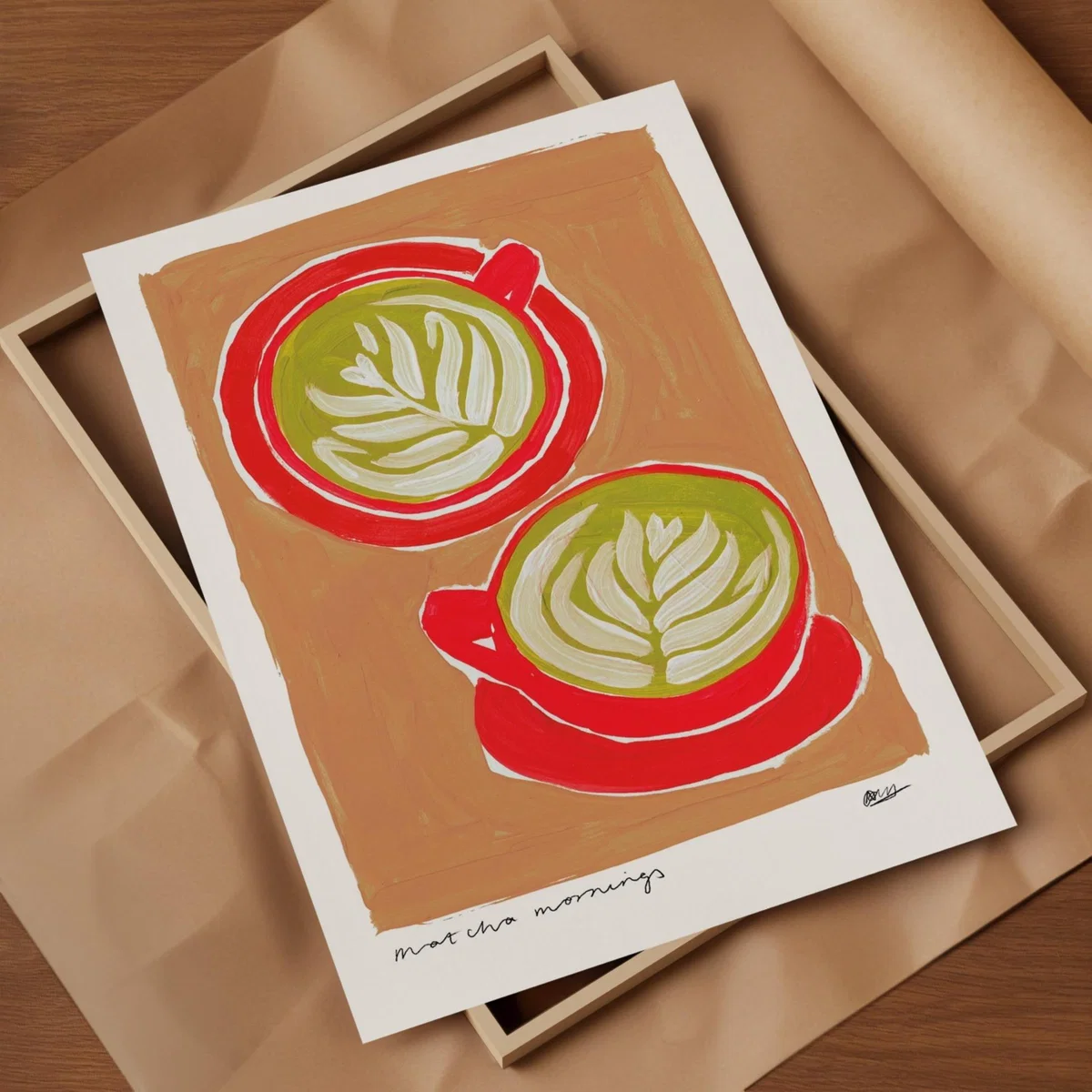 Neutrals Matcha Hand Painted Art Print - A3 | Natalie Cass Art – image 4