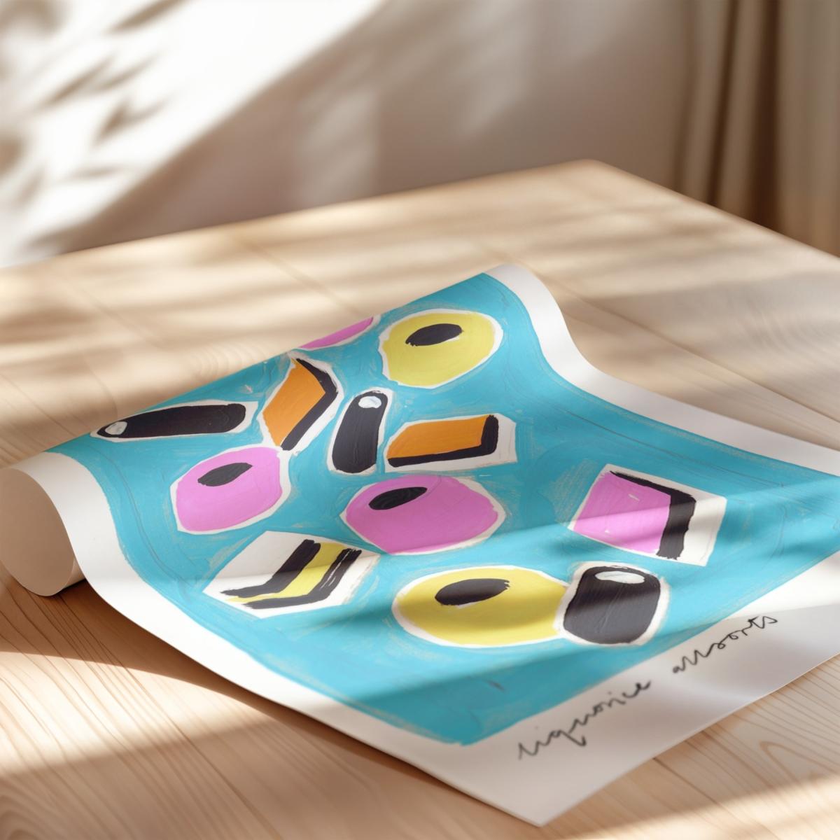 Blue Liquorice Allsorts Hand Painted Art Print - A3 | Natalie Cass Art – image 4