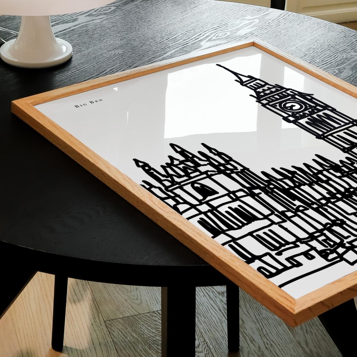Black / White Big Ben Art Print - A3 | A3 | 297 X 420Mm | Natalie Cass Art – image 3