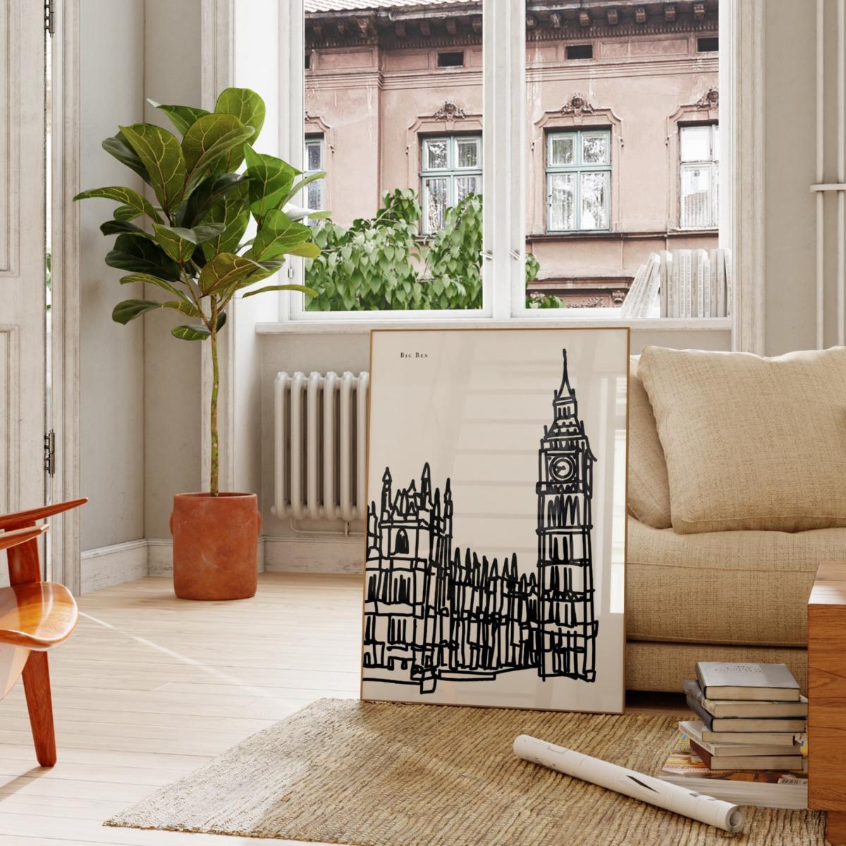 Black / White Big Ben Art Print - A3 | A3 | 297 X 420Mm | Natalie Cass Art – image 4