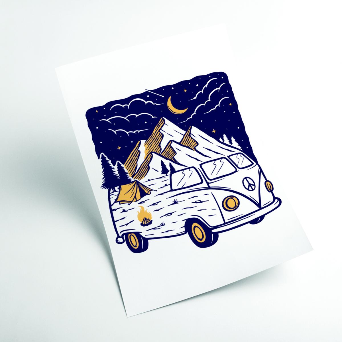Yellow / Orange Camping Is Fun A3 297 X 420Mm Stanley Print House – image 2