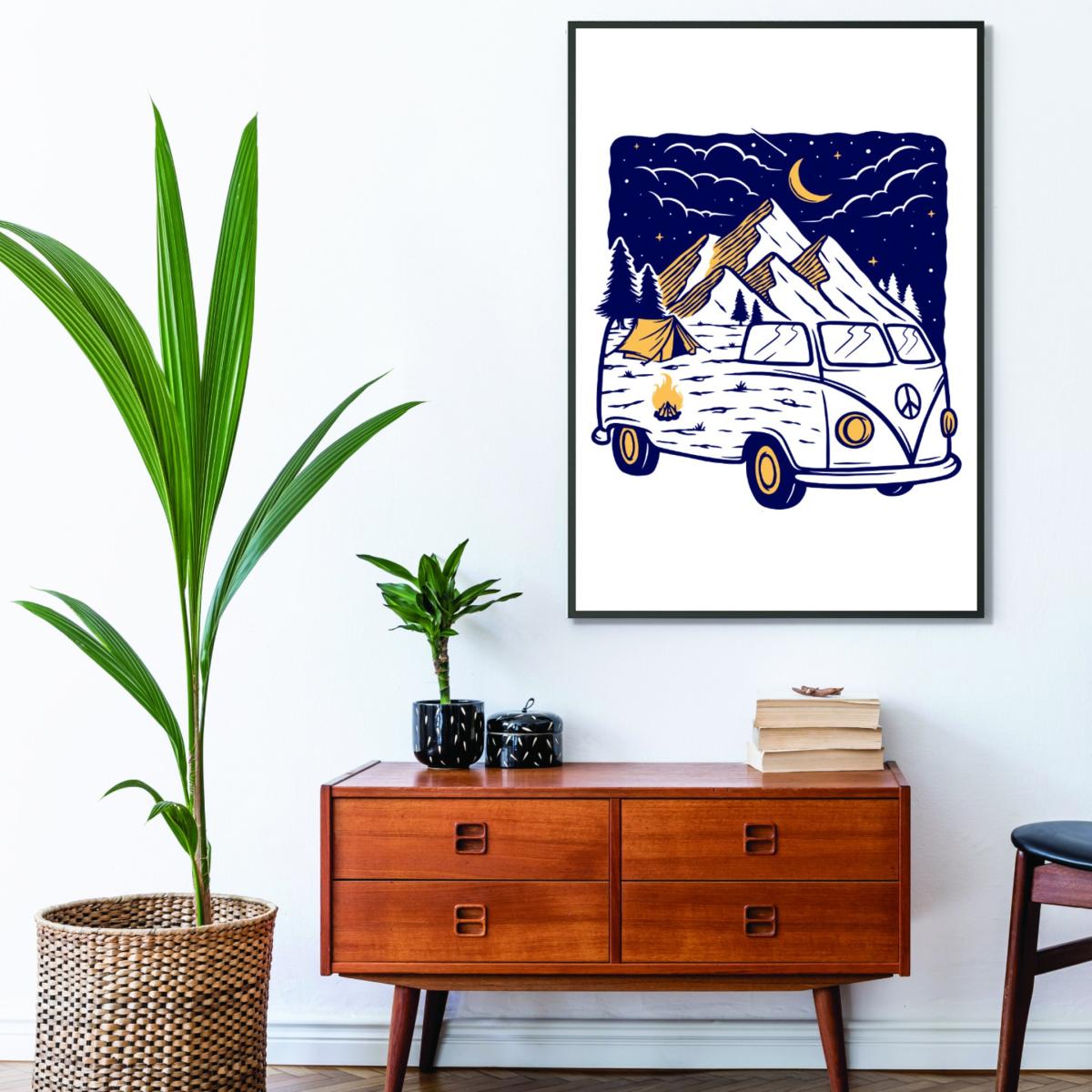 Yellow / Orange Camping Is Fun A3 297 X 420Mm Stanley Print House – image 3