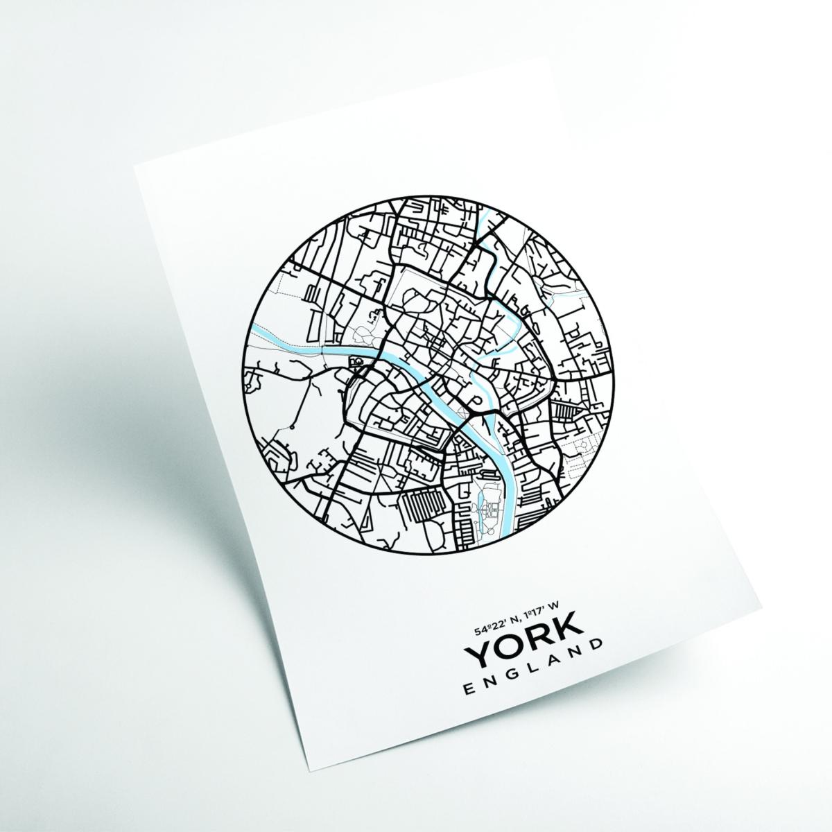 Black Map Of York A2 420 X 594Mm Stanley Print House – image 2