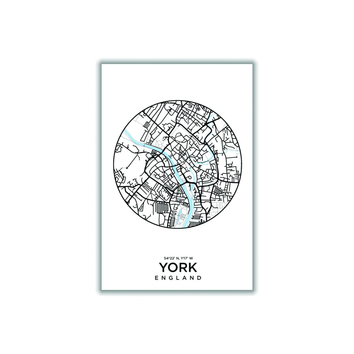Black Map Of York A2 420 X 594Mm Stanley Print House – image 1