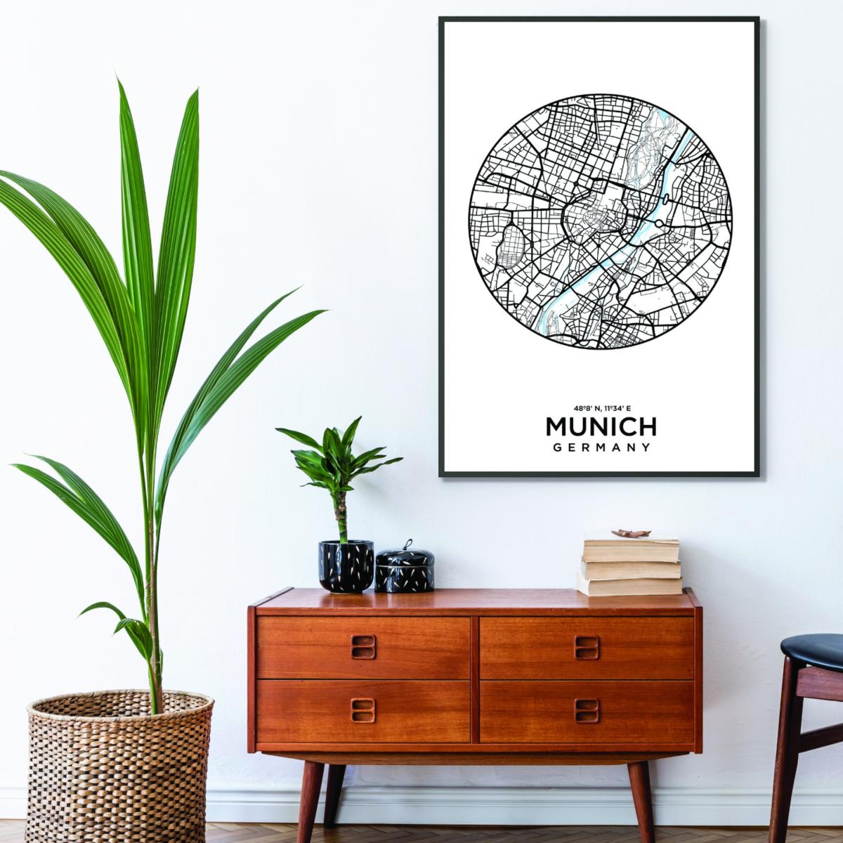Black Map Of Munich A4 210 X 297Mm Stanley Print House – image 3