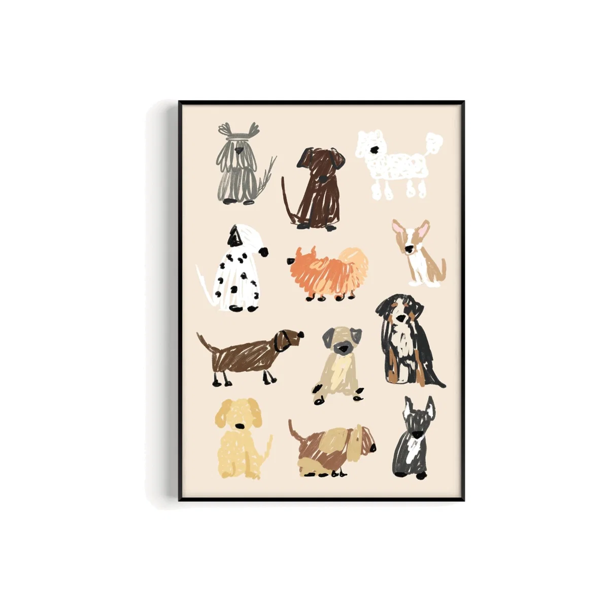 Neutrals Dog Drawing Art Print - A3 Natalie Cass Art – image 1