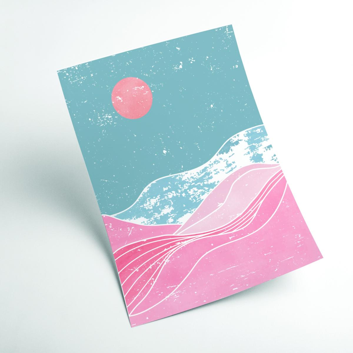 Pink / Purple Washed Out Sunrise A2 420 X 594Mm Stanley Print House – image 2
